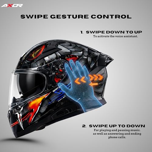 Image of Axor X Altor Apex Venomous Smart Helmet - Bluetooth, High-Impact, Scratch-Resistant Visor, Sensor- Black Grey, L