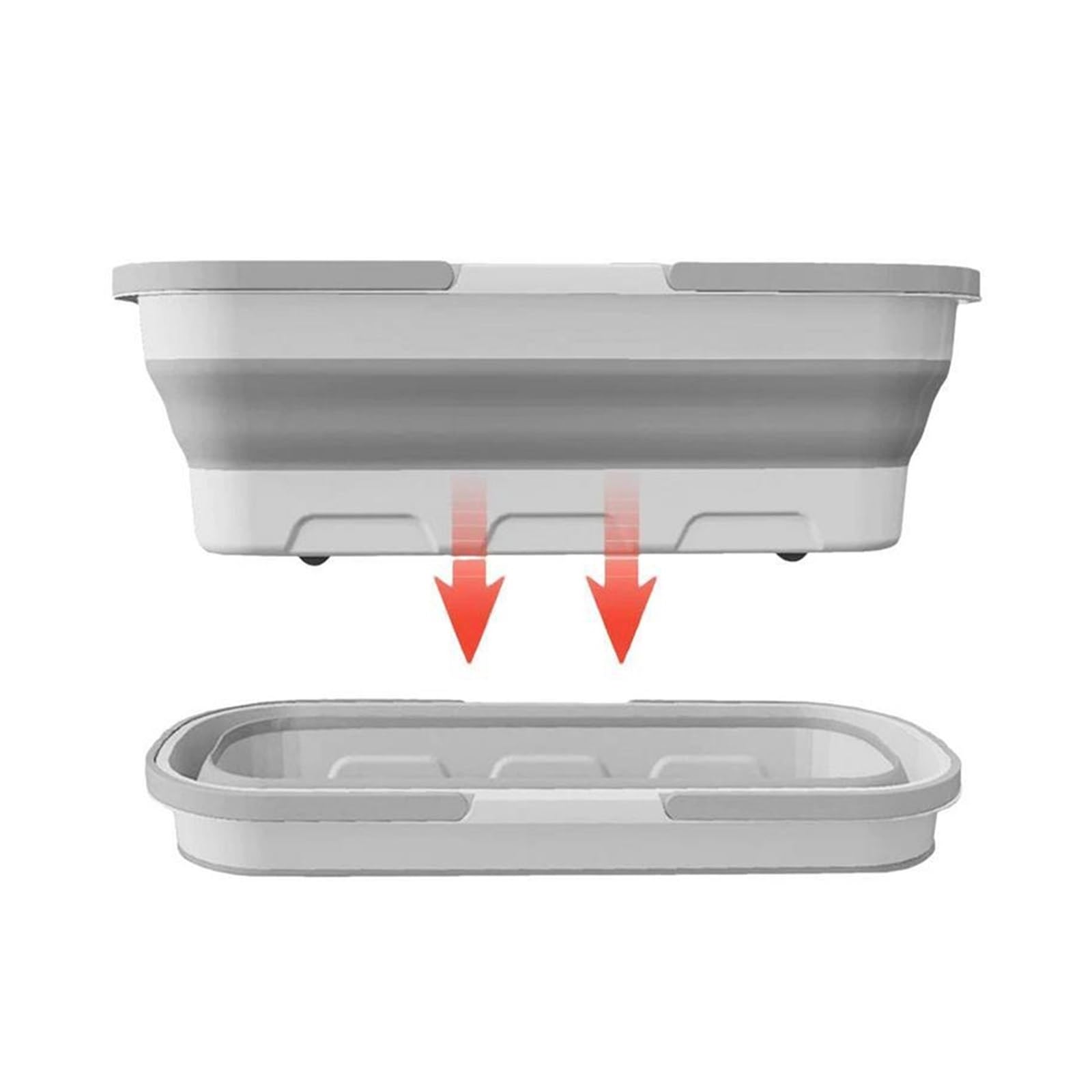 Vadrouille à Seau Pliante, Portable, Pliable avec Roue, Bassin Multifonctionnel, Articles ménagers, Camping-Car(White Gray)