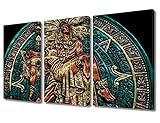 TUMOVO Maya Aztec Pictures for Living Room Maya and Aztec Painting Multi Panel Canvas Wall Art Mayan Aztec Warrior Artwork Modern Home Decor Wooden Framed Giclee Ready to Hang, 36' Wx24 H