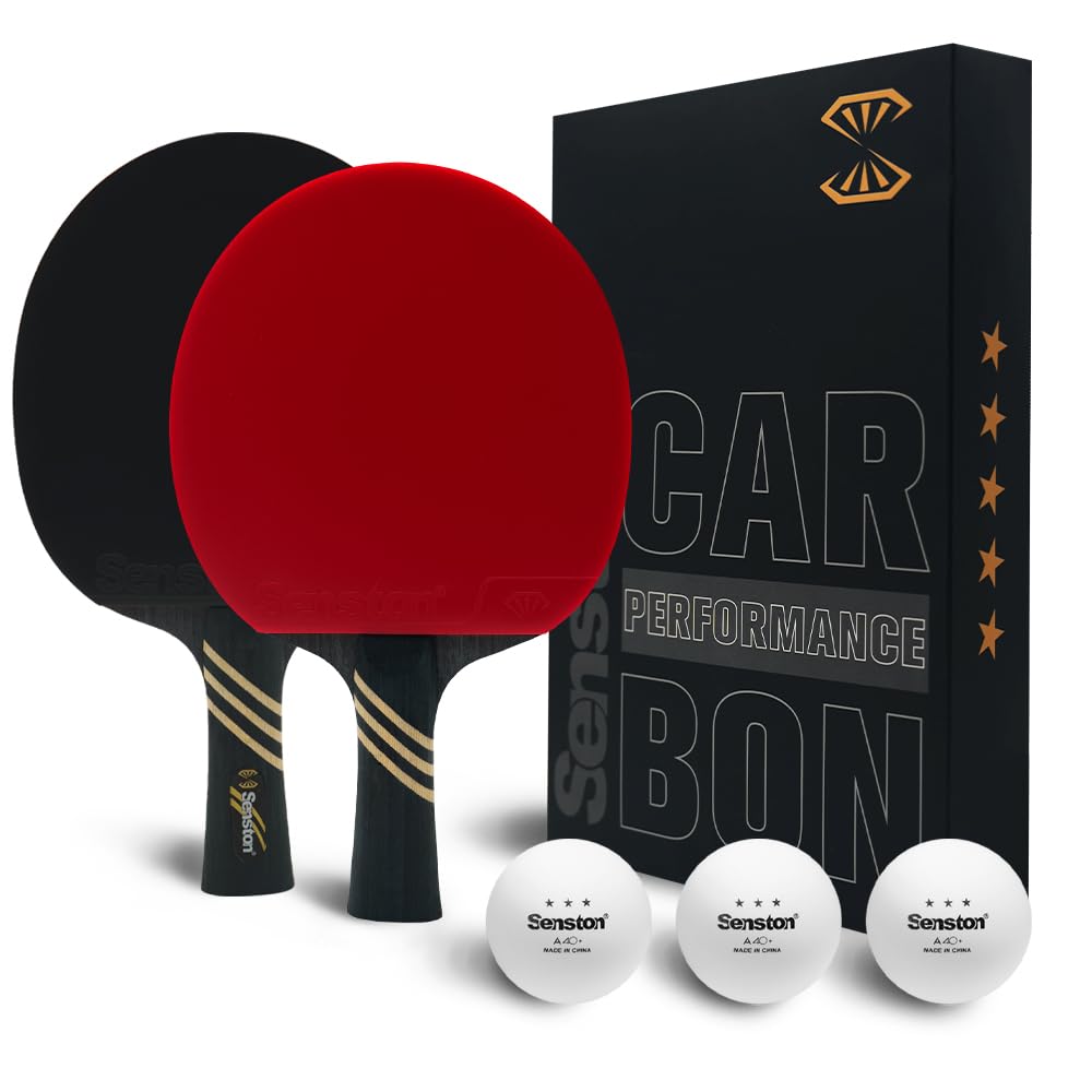 Senston Raqueta de ping y pong profesional con tecnología de carbono, juego de raquetas para avanzados, control superior para competición