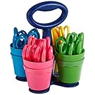 Westcott Anti-Microbial 5’’ Blunt Safety Scissors For Kids & Caddy, Assorted, 24 Pack (14756)