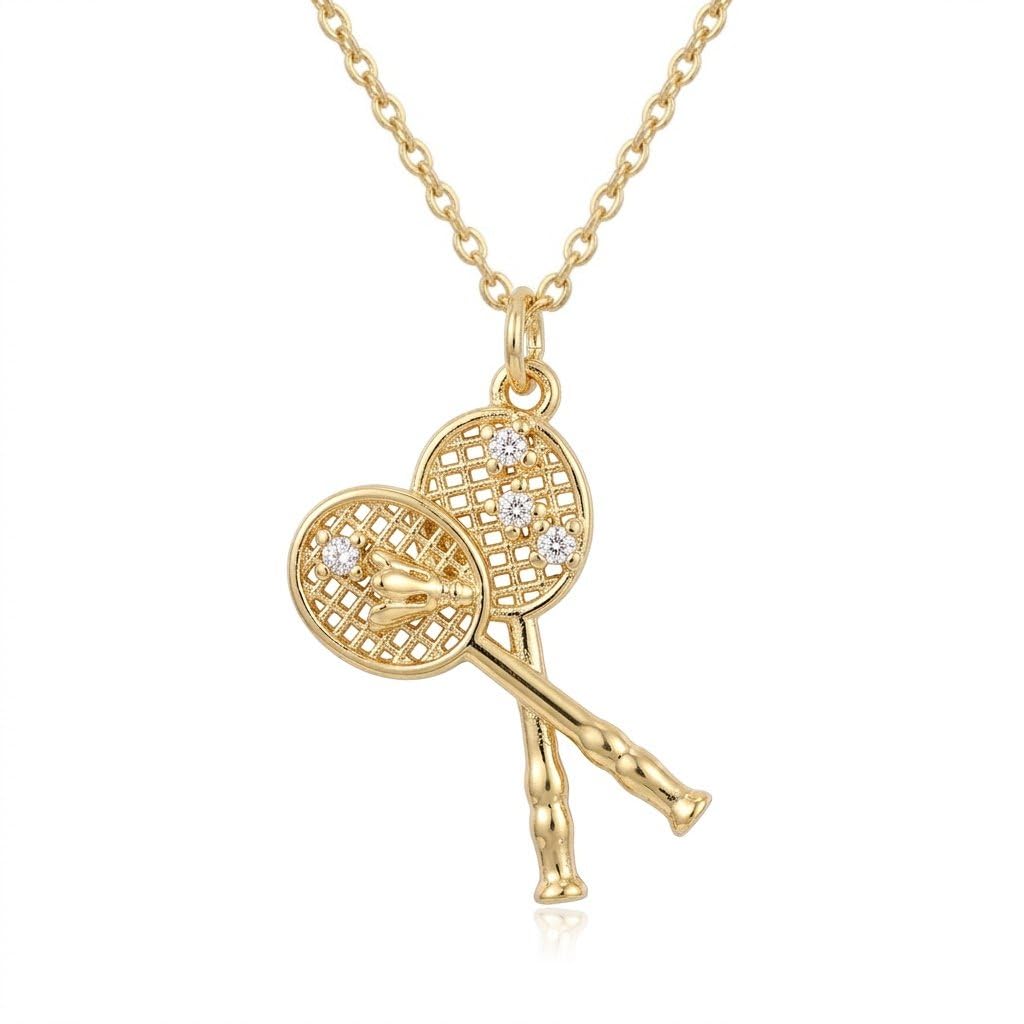Real 18K Gold Plated 'Matchpoint Twin Crossed Racquets' Small Badminton Inspired Locket Pendant Necklace With Chain For Women, Girls & Sports Lovers | Sports Inspired Jewelry Gift (NK1482) 1 Piece Only-image-40