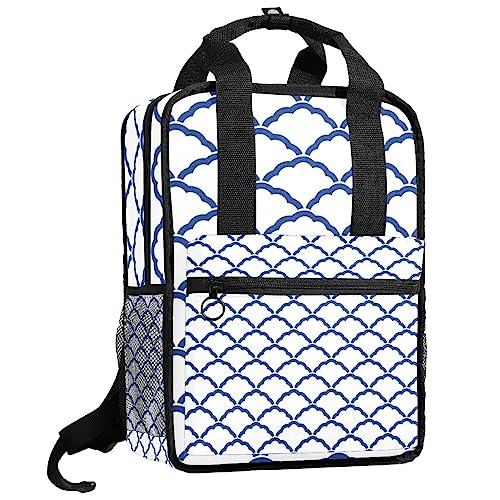 Sac à dos japonais traditionnel bleu avec finitions géométriques