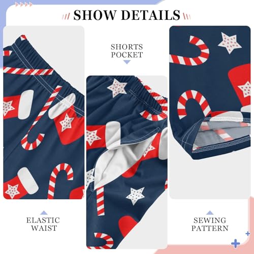 CaTaKu Boys Candy Cane Christmas Star Pants for Boys Girls Wide Leg Sweatpants Kids Long Bottoms with Pockets Size 6-14Y3