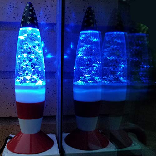Amazing Us Flag 7” Star Spangled Rocket Lamp – Psychedelic Soothing Snow Globe Effect With Shining Stars. Comes With Safety On/Off Switch Usb Cord. Mini Lava Lamps By Lala Lamp (Us Flag) #TOP5