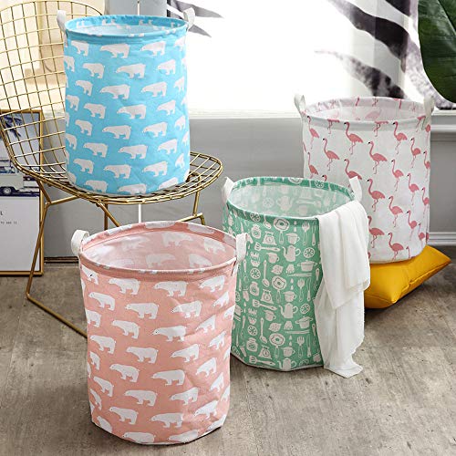 Kuansheng Large Laundry Basket, Hampers,Laundry Basket, Cotton Linen Storage Laundry Basket, 4 Pack Folding Laundry Basket, 17 Inch Waterproof Laundry Basket #TOP6