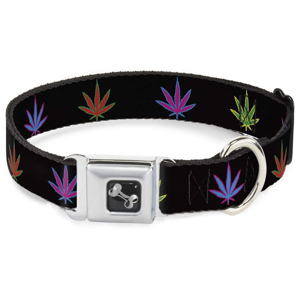 Collier de chien feuille de marijuana Buckle Down en forme d'os taille M