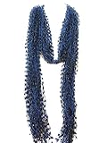 Scarf Necklace Yarn Blue Navy Glitz Handmade