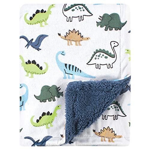 Image of Hudson Baby Unisex Baby Plush Mink and Sherpa Blanket, Dino, One Size