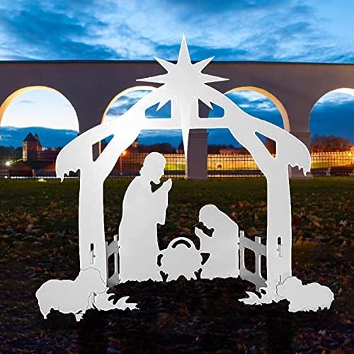 Jesus Nativity Scene Inserting Card,Weatherproof and Easy to Assemble Holy Nativity Scene Outdoor Yard & Lawn Christmas Suit