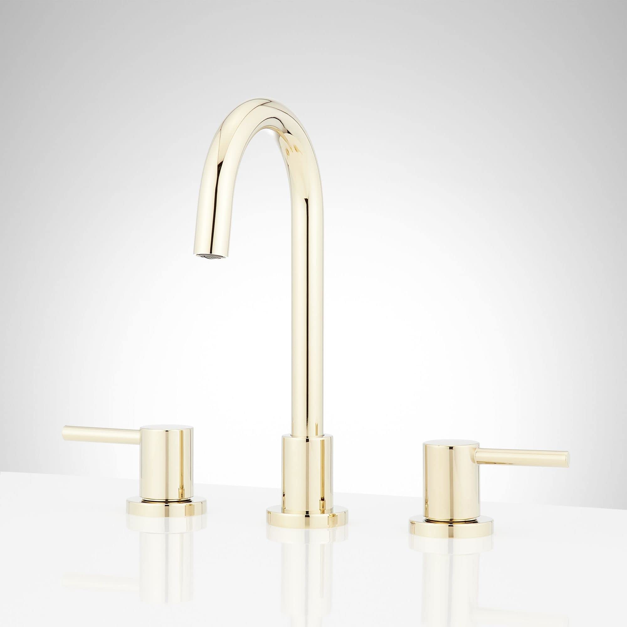 Signature Hardware 483886 Lexia 1.2 GPM Widespread Gooseneck Bathroom Faucet with Pop-Up Drain Assembly - Polished Brass