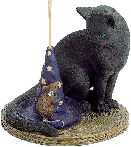 Magical Cat Incense Burner - Cat & Mouse W/ Wizard Hat Incense Holder