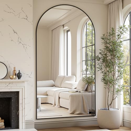 Suidia Arched Full Length Mirror, 81"x41" Floor Mirror Freestanding, Floor Standing Full Body Mirror with Stand for Bedroom, Hanging Mounted for Living Room Cloakroom, Black