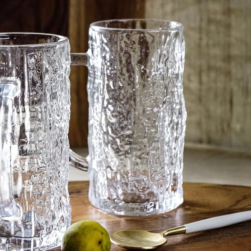 Image of WRINGO High Grade Beer Mugs Set of 2, 550ML Glass Mug with Handle, Large Big Heavy Mugs for Freezer, Multipurpose Mugs, Dishwasher & Microwave Safe (BR-07)