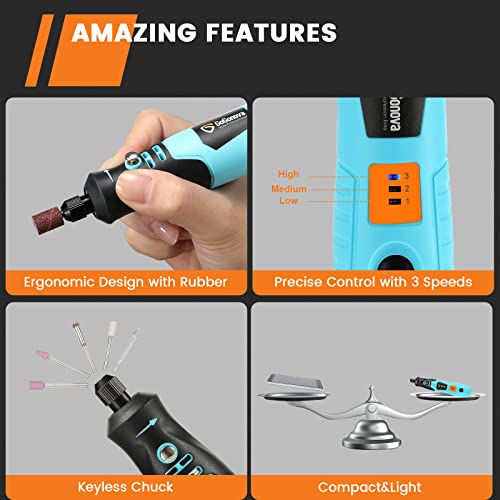 4V Cordless Rotary Tool, Gogonova 3-Speeds 18000 Rpm Mini Power Rotary Tool With 43 Accessories, Rechargeable Rotary Tool For Grinding, Polishing, Wood Carving, Engraving, Soft Metal Drilling, Cutting #TOP2