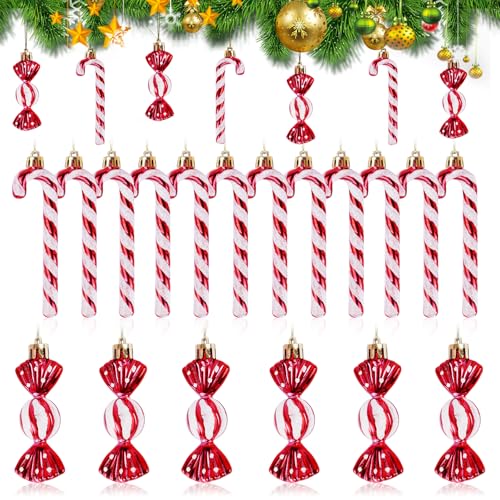 18 Stück Zuckerstangen Christbaumkugeln, Gold, Weihnachtskugeln für...