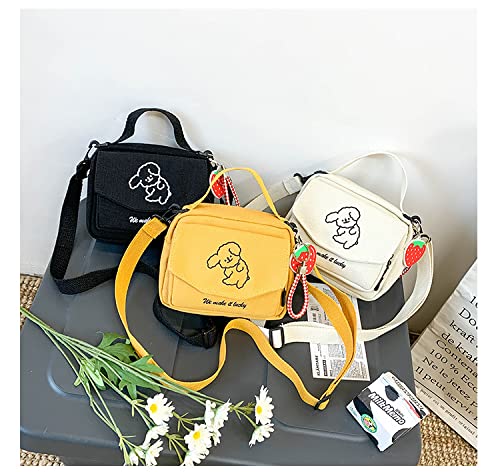 Ncduansan Kawaii Backpack Girl People Messenger Bag Mini Small Backpack Cute Korean Ins Puppy Pattern(Black) #TOP2