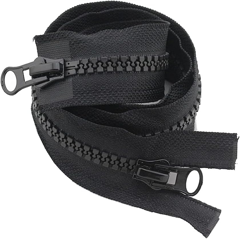Cremallera 8# Cremalleras dobles negras de extremo abierto, 60 cm-5 M Cremallera grande for tienda Cremalleras deslizantes de doble cara for coser cremallera mosquitera, 1 pieza (Tamaño: 80 cm) (Size