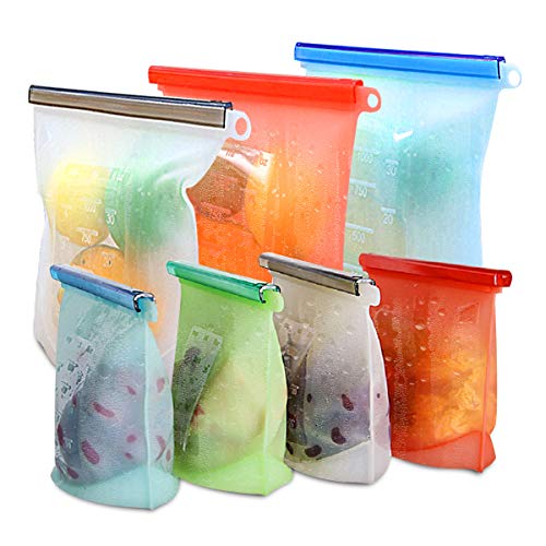 Reusable Silicone Food Storage Bags,WOHOME Airtight Seal Food Preservation Bags/Food Grade/Versatile Preservation Bag