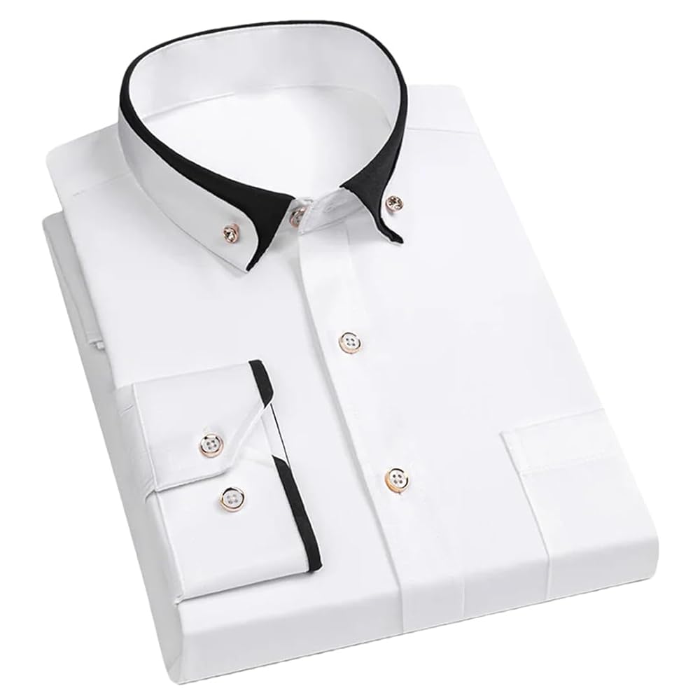 Amazon.com: Elastic Long-Sleeve Shirts for Men Slim Fit