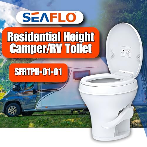 SEAFLO Residential Height Camper/RV Toilet, 18.5” Standard Height, Gravity Flush System, Foot Pedal Operation, Soft Close Seat, Easy-to-Clean Oversized Bowl, 4-Year Warranty - Image 3
