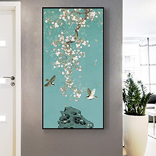 Peinture au diamant 5D grand arbre fleuri pour décorer un grand salon