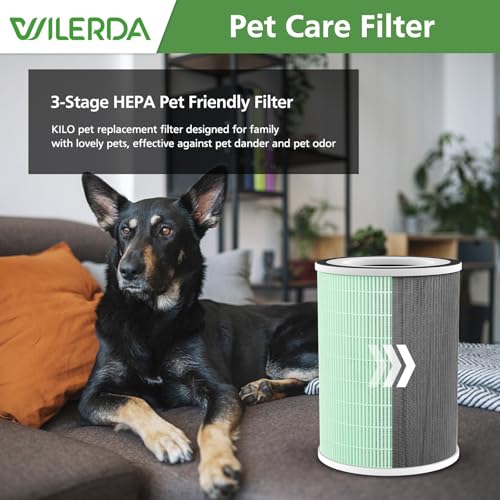 2 Pack HEPA KILO Pet Filter, Compatible with Afloia KILO, KILOPLUS, KILOPRO, MIRO,MIRO PRO and MORENTO MR-Kilo, Kalo Air Pur ifier, 360° 4-Stage Filtration, Green