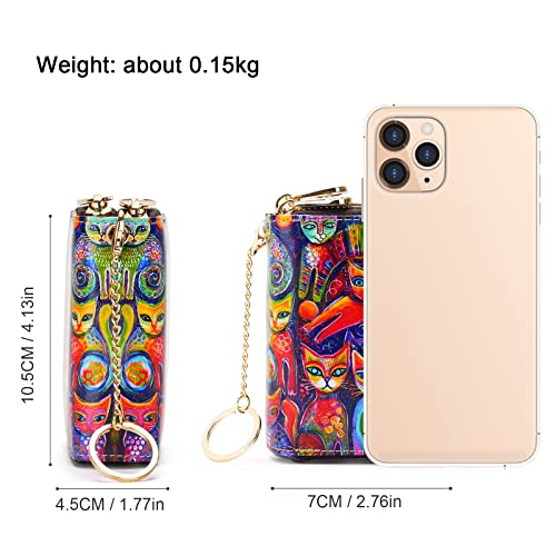 APHISON RFID Credit Card Holder Small Wallets for Women Leather Double Zipper Keychain Card Case for Ladies Girls Gift