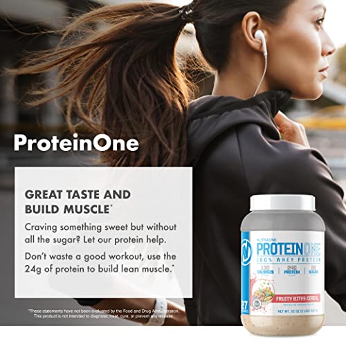 NutraOne ProteinOne Whey Protein Promote Recovery and Build Muscle with a Protein Shake Powder for Men & Women (Mint Chip Ice Cream, 2 LB)