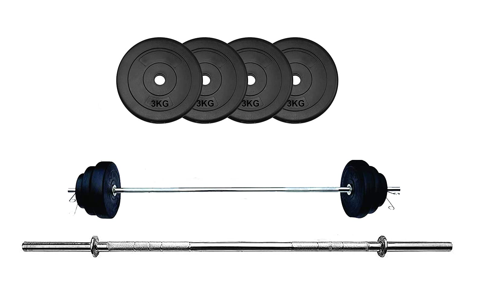 Musclen Fitness 12 kg PVC Weight Plates for Home Gym Combo with 3 Feet Straight Rod And Locks (B09DGV6T4V) Amazon Price History, Amazon Price Tracker