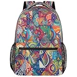 fifbird Mochila unisex grande con compartimento para laptop, para adultos, para el trabajo, viajes y escuela, mochila escolar, Color geometic Ethni, Talla única