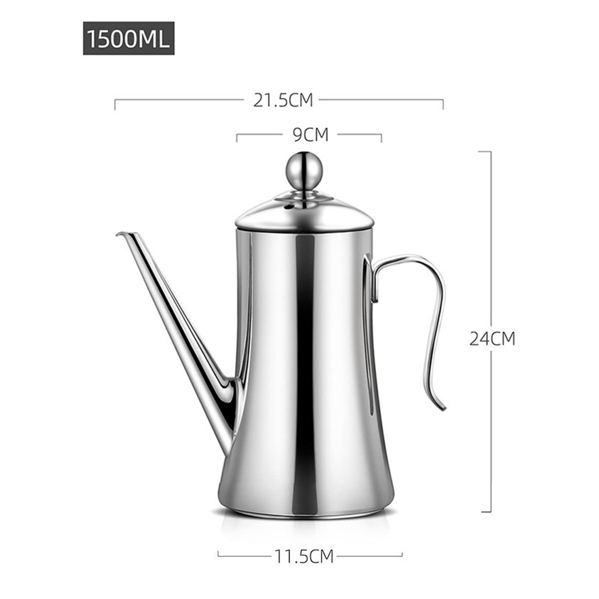 Bottiglia dispenser per olio d'oliva, grande capacità, in acciaio inox, con beccuccio antigoccia, per olio, salse, aceto, contenitore da cucina facile da versare