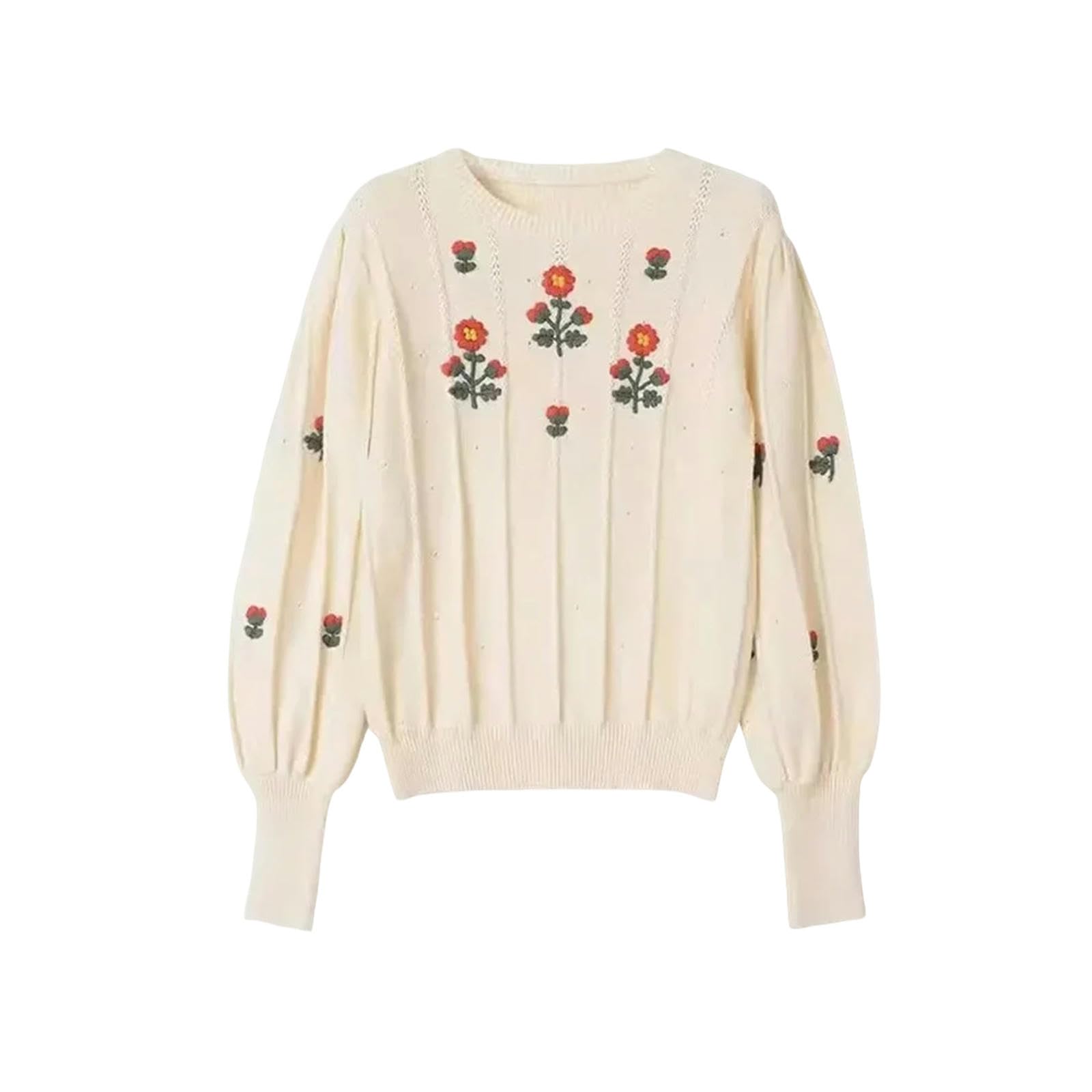Sweter dla kobiet vintage dzianinowy sweter sweter damski rękaw latarnia okrągły dekolt dzianina topy eleganckie damskie skok