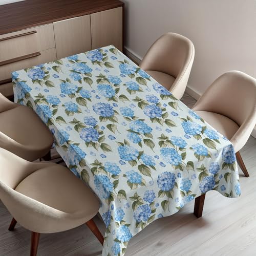 Ambesonne Flower Tablecloth, Hydrangea Flowers Over Soft Background Wedding Bridal Design, Dining Room Kitchen Rectangular Table Cover, 52