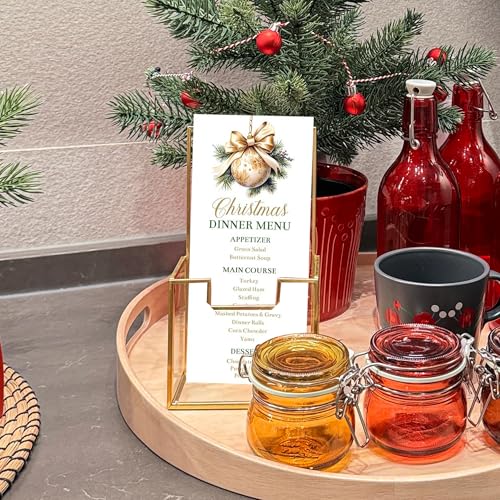 Feyarl Flyerständer Gold A6 Glas Prospekthalter für Theke Flyerhalter Display für Broschüren Menükarten Werbung Veranstaltungen