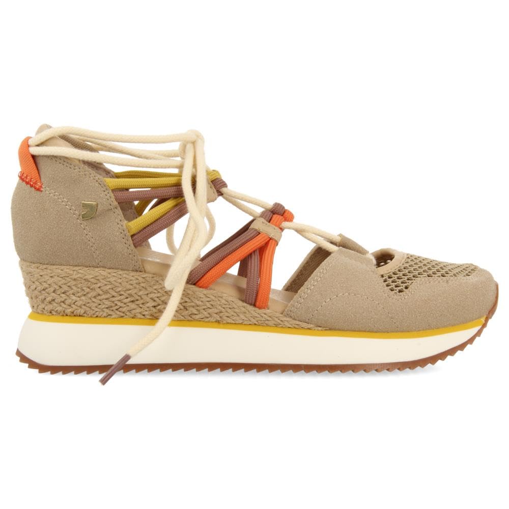 Sneakers Aperte Beige Tipo Espadrille con Zeppa per Donna Iona