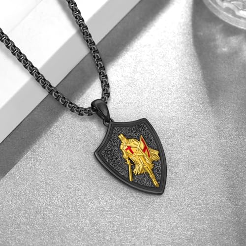 Knights Templar Necklace for Men 925 Sterling Silver Armor of God Necklace Templar Cross Necklace Christian Jewelry Gifts for Men2