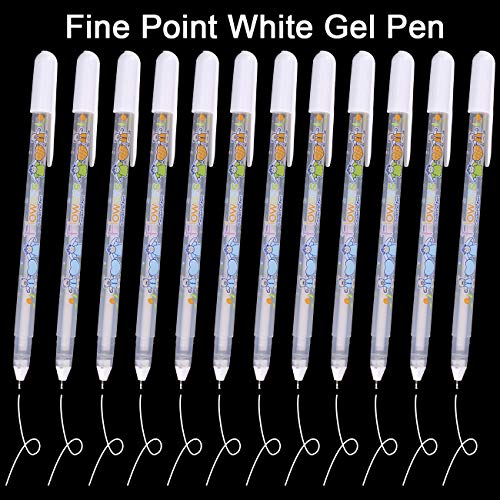 Dyvicl White Ink Pens - 12-Piece Fine Point Tip White Gel Pens For Black Paper Drawing, Sketching, Illustration, Rocks Painting, Adult Coloring, Journaling #TOP1
