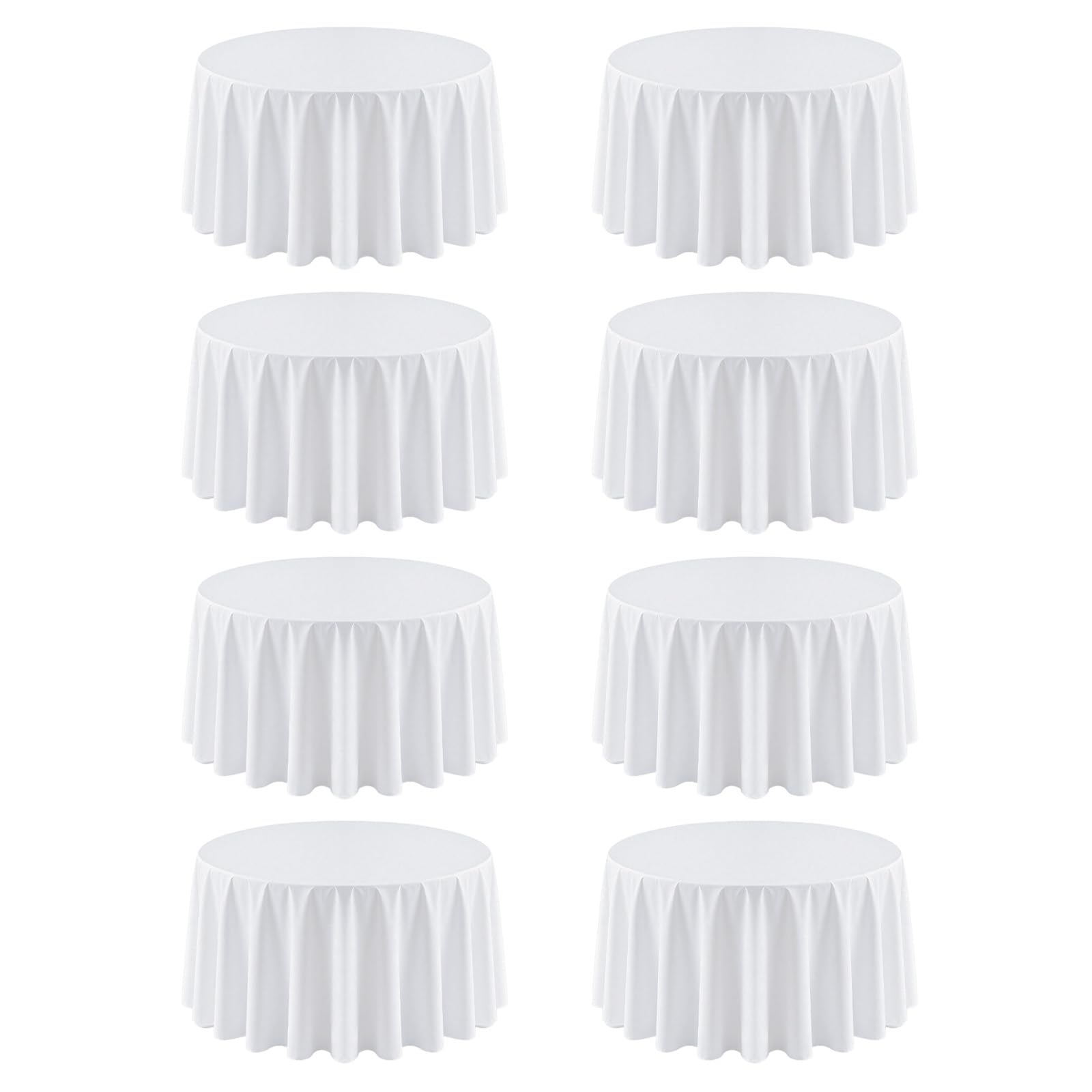Photo 1 of [DIRTY] 8 Pack Round Tablecloth 120 Inch Cloth White Tablecloth for Round Tables, Washable Polyester Table Cloth Stain and Wrinkle Resistant Decorative Table Cover for Wedding Party Dining Banquet