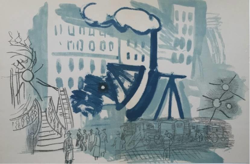 Affiche Raoul Dufy Ville Industrielle pour un salon au design abstrait
