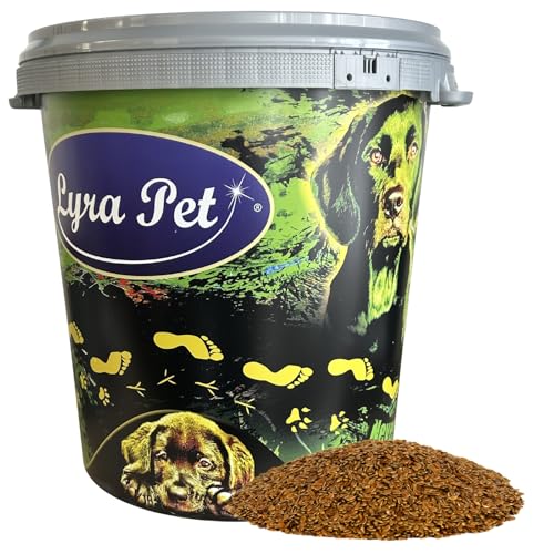 Lyra Pet® 10 kg Leinsamen in 30 L Tonne | Reich an Omega-3-Fettsäuren, Ballaststoffen & Proteinen | Ergänzungsfutter für Wildvögel | Nährstoffreiches, Ganzjähriges Vogelfutter | Ideal für Streufutter