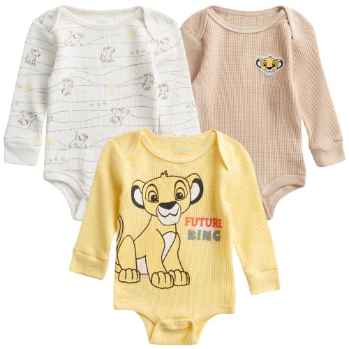 Disney Baby Boys' Mickey Mouse 3 Pack Bodysuit- Long Sleeve Thermal Bodysuit (Newborn)