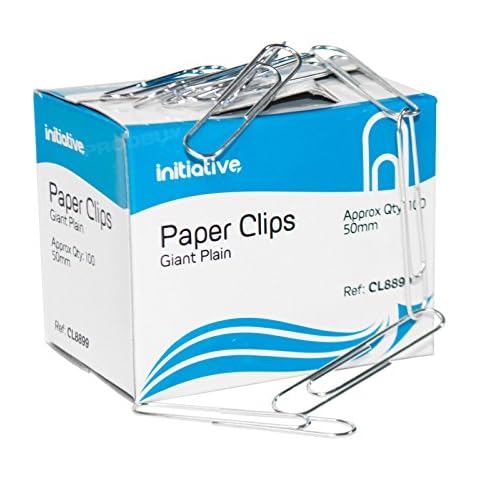 [Pack of 500] Jumbo Giant 50mm Plain Polished Steel Large Paper Clips Office Filing (5 Packs of 100) Cover