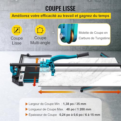 Image of VEVOR 48 Inch Tile Cutter, Single Rail Double Brackets Manual Cutter Tool
