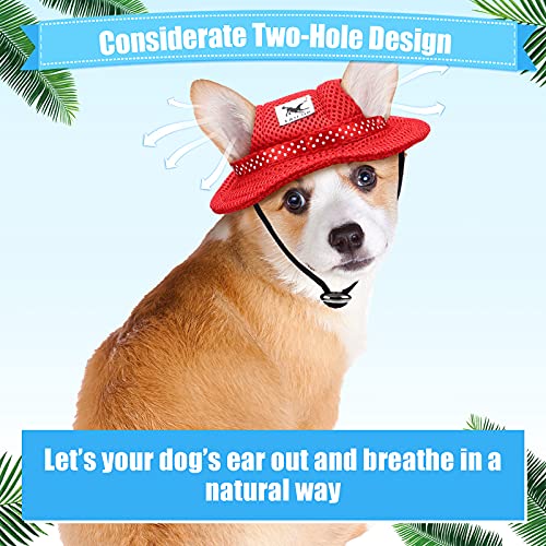 3 Pieces Pet Round Brim Princess Cap Outdoor Mesh Sunbonnet Cap Pet Dog Mesh Porous Cap with Ear Holes and Adjustable… - Image 5
