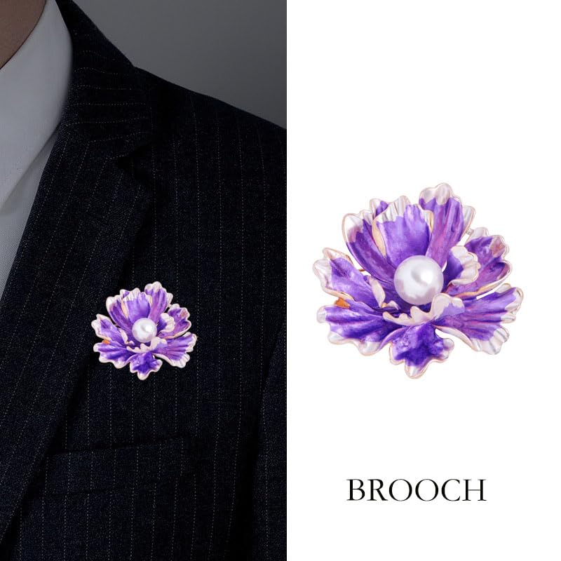 Image of Elegant Flower Brooch Pin for Women, Stylish Vinage Crystal Pearl Rhinestones Brooches Pins Dainty Lapel Pins for Dress Accessories Jewelry