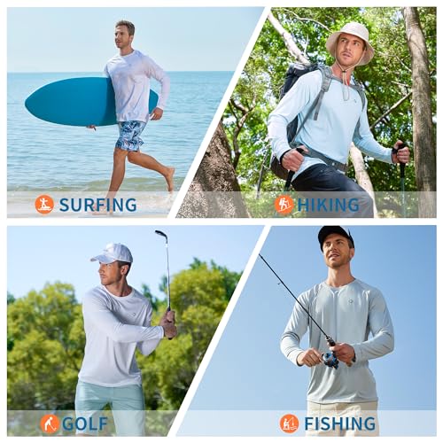 Rash Guard Long Sleeve Shirts for Men - UPF 50+ UV Sun Protection SPF Shirts - Quick Dry Rashguard Swim Water Shirts4