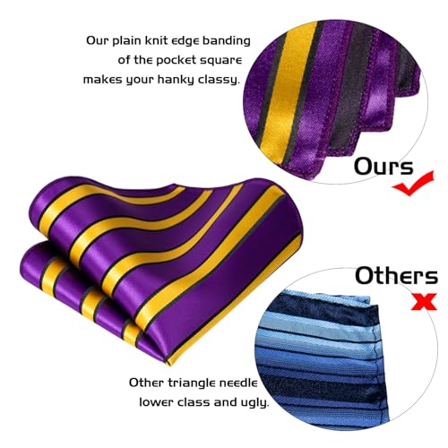 Image of 5PCS Mens Premium Silk Tie, Pocket Square, Cufflinks, Drilled Tie Ring and Lapel Pin Set for Wedding Groom Party