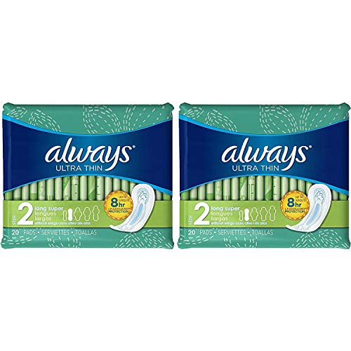 always extra long ultra thin - Always Ultra Thin Long Super Pads, 20 Count, (Pack of 2)