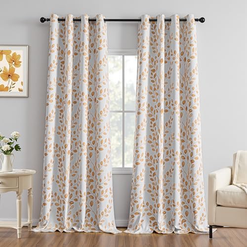 Image of MYSKY HOME Yellow Curtains 95 Inch Length for Living Room Grommet 2 Panels | Room Darkening Thermal Insulated Privacy Protection Window Drapes for Bedroom Dining Room, Each Panel 52 inch W, 2 Panels